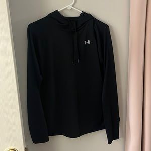 Black, dri-fit, long sleeve with hoodie, very lightweight, XL, lightly used